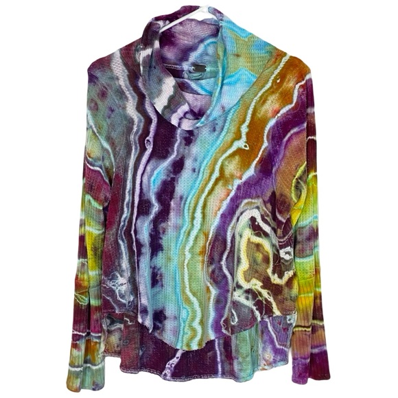 Free People Tops - FP Free People Thermal Shirt Tunic Geode Tie Dye Womens XS Small Mockneck Top